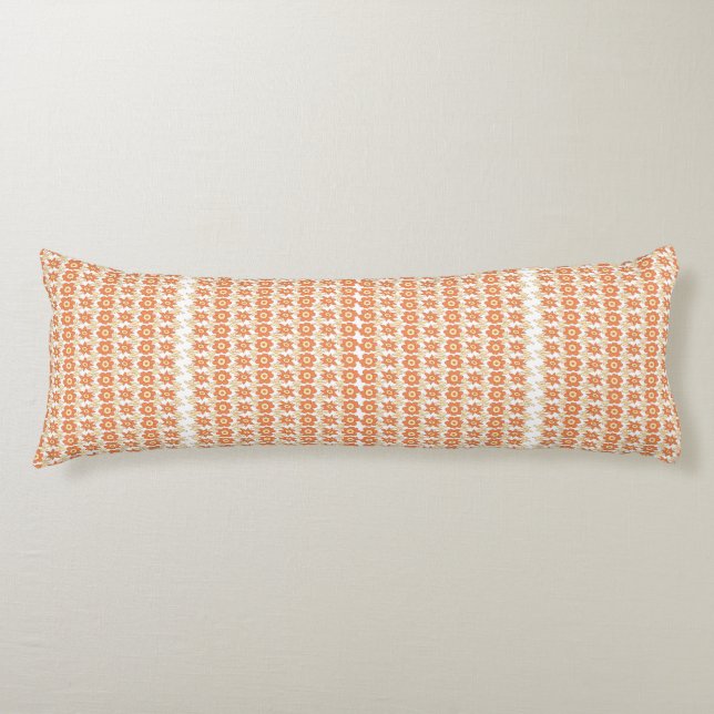  an orange and white striped background with small body cushion (Front)