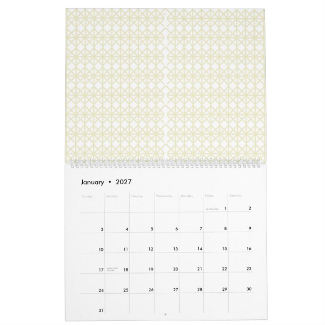 an orange and yellow background with small dots calendar (Jan 2027)