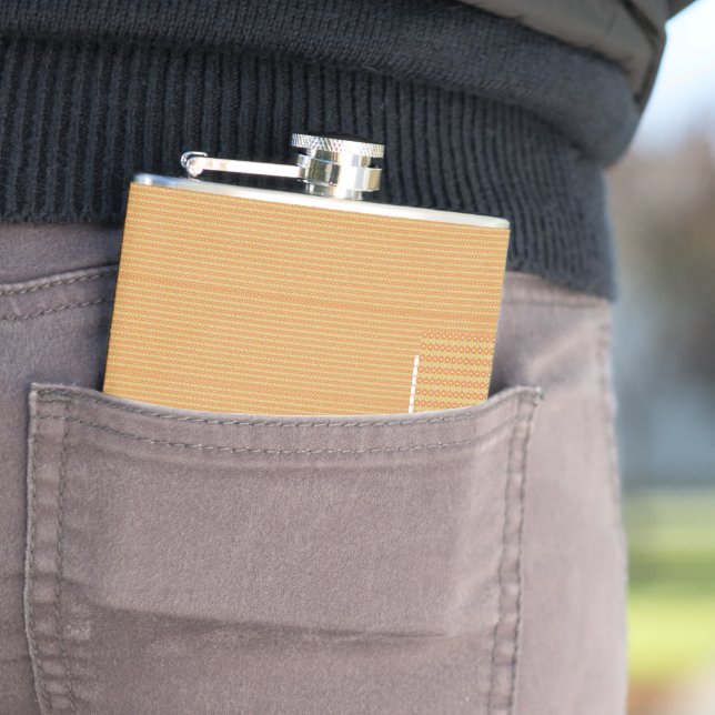an orange and yellow background with small dots hip flask (In Situ)