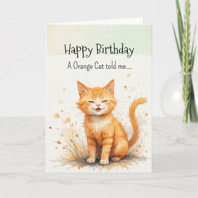An Orange Cat Personality Birthday  Animal Card (Front)