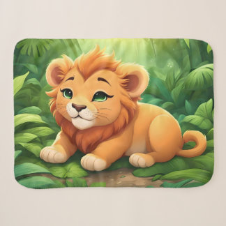 An Orange Lion Cub in the Jungle Sherpa Blanket