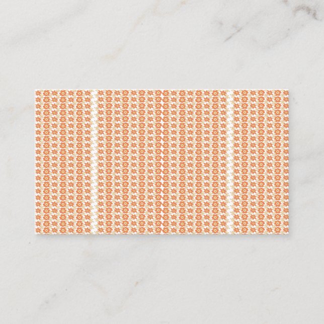 An orange rug with a textured pattern lies flat on business card (Front)