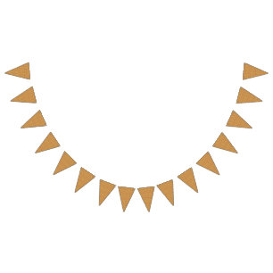 An orange, yellow, and brown symmetrical pattern w bunting