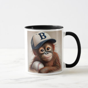 An Orangutan plays baseball. Mug