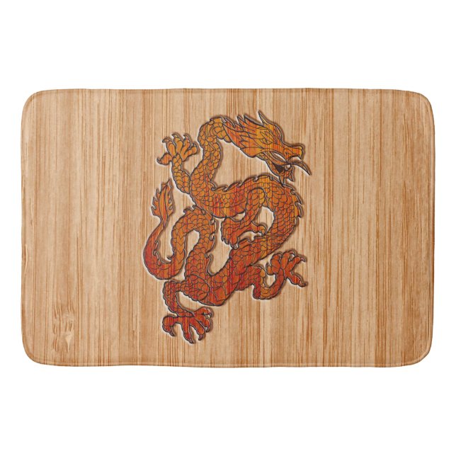 An oriental Dragon in Bamboo Bath Mat (Front)