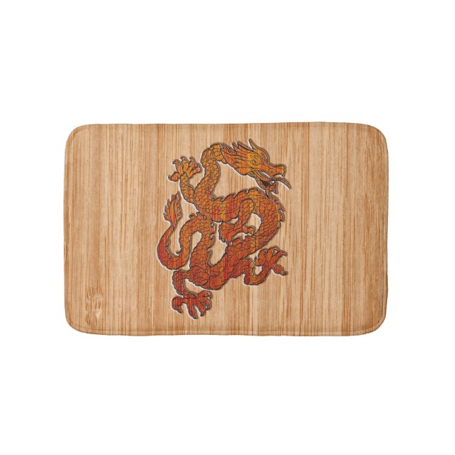 An oriental Dragon in Bamboo Bath Mat (Front)