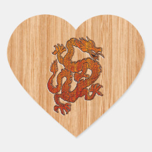 An oriental Dragon in Bamboo Heart Sticker