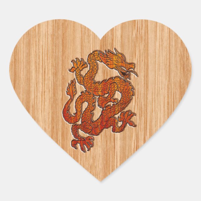 An oriental Dragon in Bamboo Heart Sticker (Front)