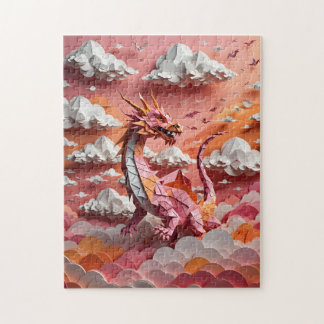 An origami dragon jigsaw puzzle