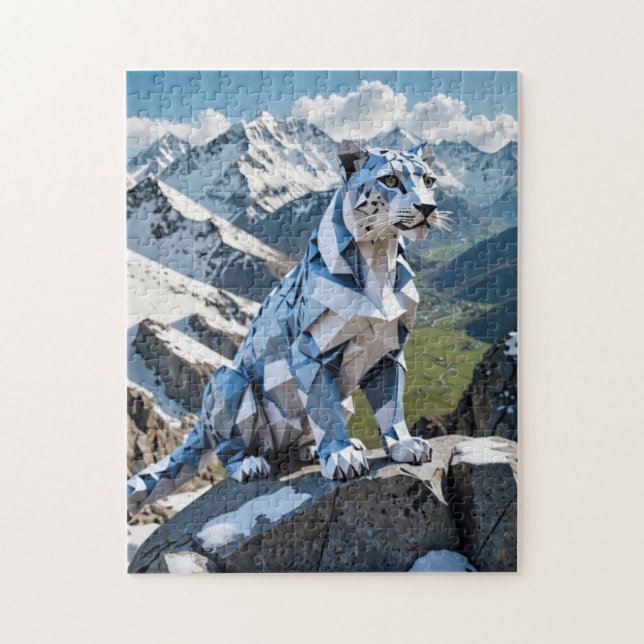 An origami snow leopard in the mountains jigsaw puzzle (Vertical)