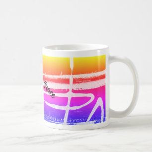 An original abstract design on a classic white mug