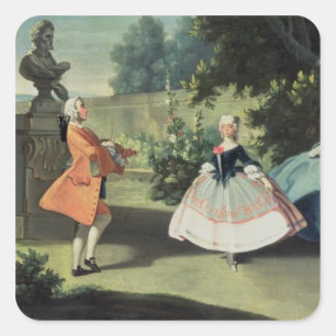 An ornamental garden with a young girl dancing to square sticker