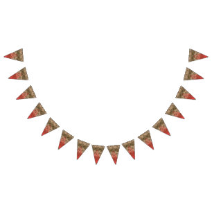 An ornate design with a harmonious mix of red and bunting