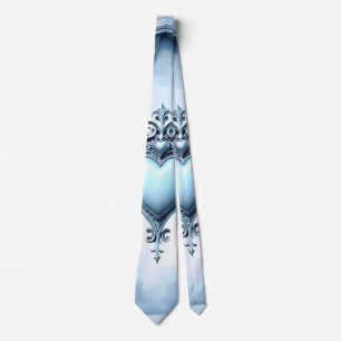 An ornate light blue archway with floral accents, tie