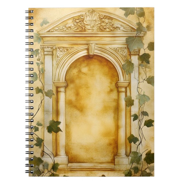An ornate stone arch in an antique style,  notebook (Front)
