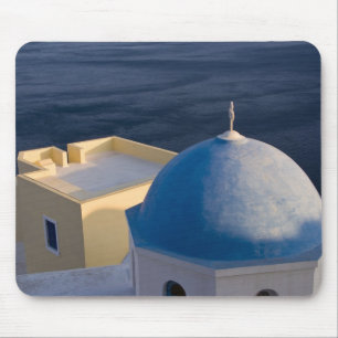 An Orthodox Church near the sea, Oia Santorini Mouse Mat