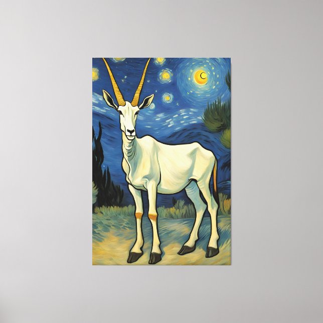 an Oryx in a starry night  Canvas Print (Front)