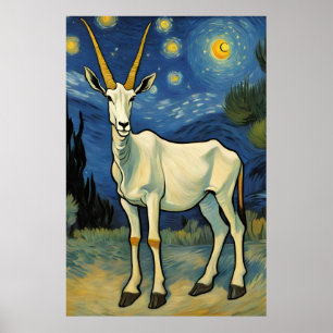 an Oryx in a starry night  Poster