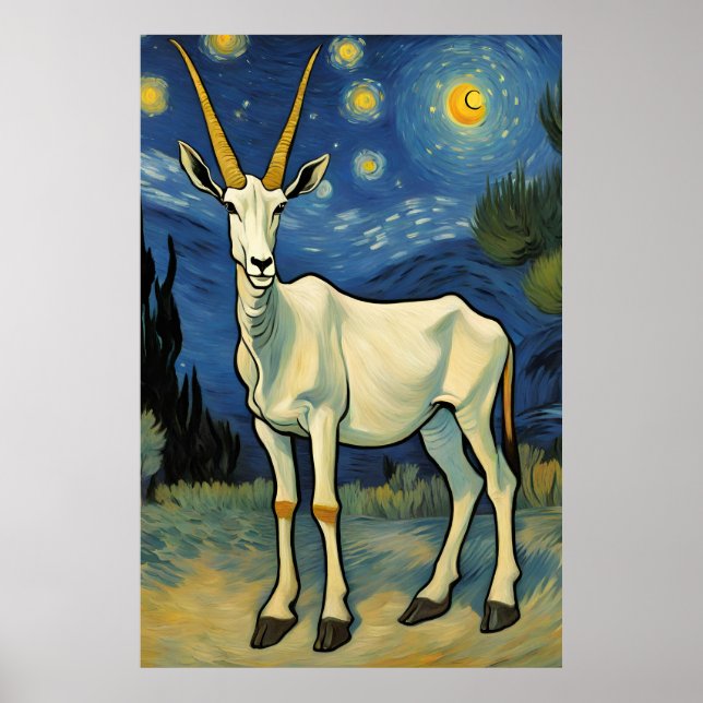 an Oryx in a starry night  Poster (Front)