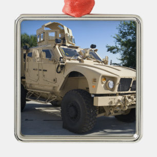 An Oshkosh M-ATV Metal Tree Decoration