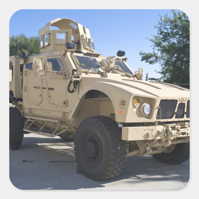 An Oshkosh M-ATV Square Sticker (Front)