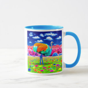 An ostrich in an imaginary landscape. mug