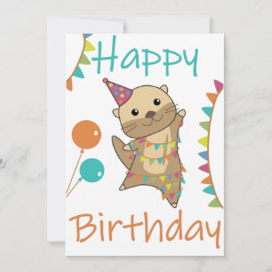 An Otter Birthday Wishes Cute Happy Otter Adult Cl Invitation