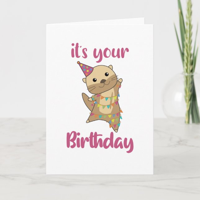 An Otter Birthday Wishes Cute Happy Otter Card (Front)