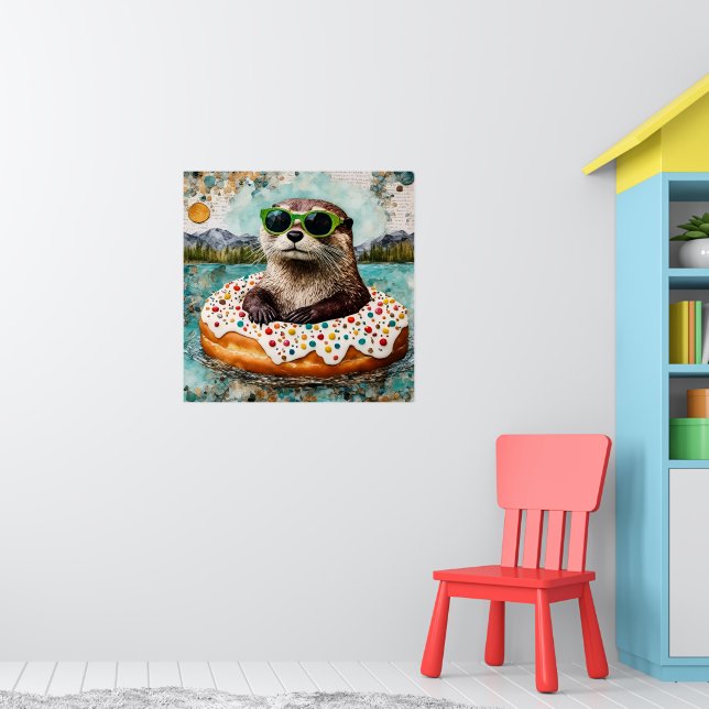 An Otter on Vacation in a Floating Doughnut Poster (Nursery 1)