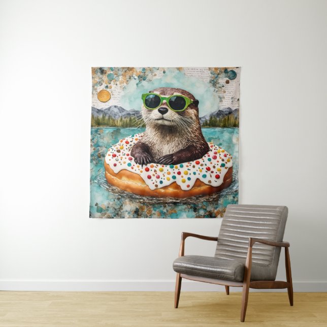 An Otter on Vacation in a Floating Doughnut Tapestry (In Situ)