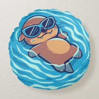 An Otterly Good Summer Round Cushion