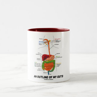 An Outline Of My Guts (Digestive System Humour) Two-Tone Coffee Mug