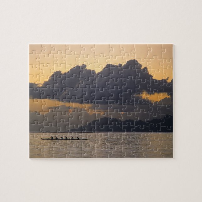 An outrigger canoe team practices off the coast jigsaw puzzle (Horizontal)