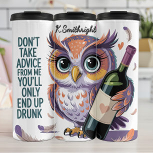 An Owl with a Bottle of Wine