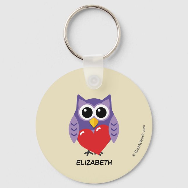 An Owly Love | Add Your Name Key Ring (Front)