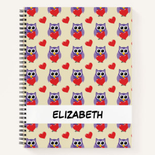 An Owly Love Pattern Add Your Name Notebook