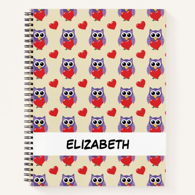 An Owly Love Pattern | Add Your Name Notebook (Front)