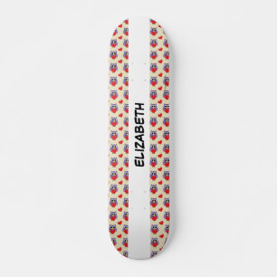 An Owly Love Pattern   Add Your Name Skateboard
