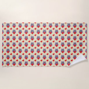An Owly Love Pattern Beach Towel