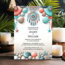 An Tribal Aqua Sand Work Stacked Sea Glass Wedding