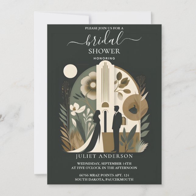 An Truly Engaging 70s 80s Courthouse Bridal Shower Invitation (Front)