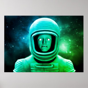 An Uneasy Green Alien From the Green Galaxy Wall Poster