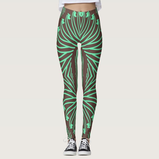 An unique brown green "Ratti_Creative_Arts" Leggings (Front)