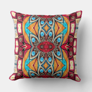 An unique colourful all over fabric print pattern cushion