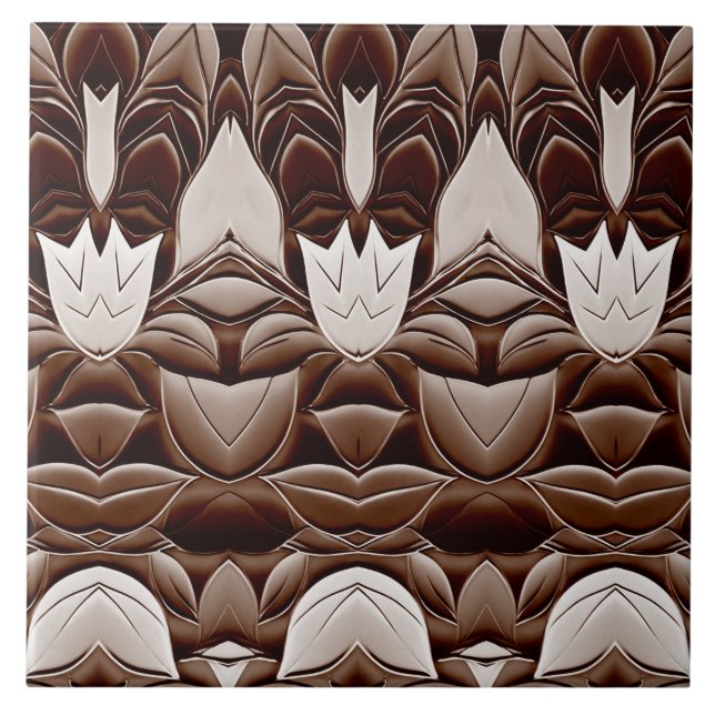 An unique modern brown seamless floral pattern  tile (Front)