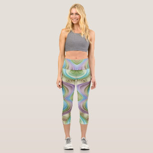 An unique multicolor all over fabric pattern cap capri leggings