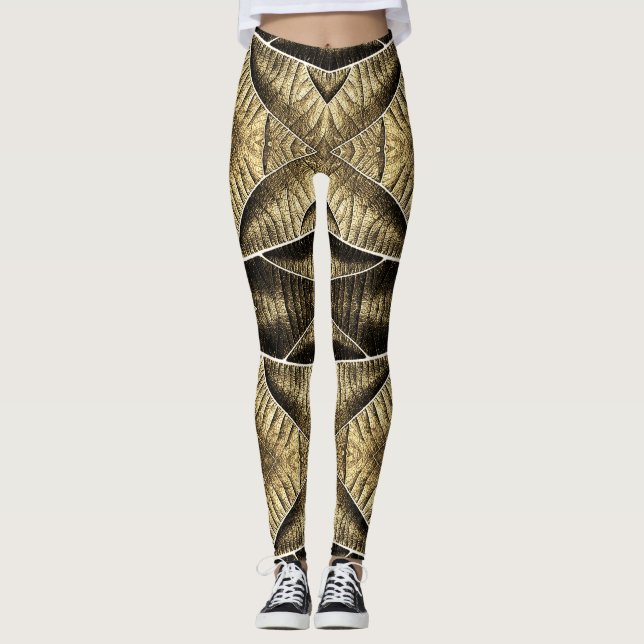 An unique wood texture "Ratti_Creative_Arts"  Leggings (Front)