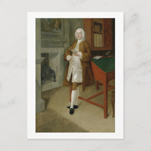 An Unknown Man in a Library, c.1740-41 (oil on can Postcard