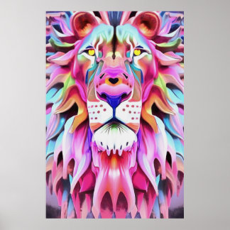 An Unreal Dreamlike Lion Fantasy Art Poster