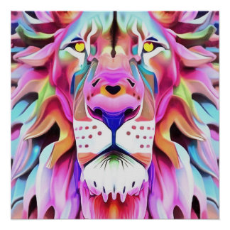An Unreal Dreamlike Lion Fantasy Art Poster